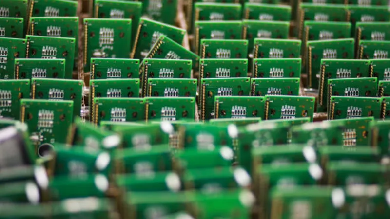 A close-up of a silicon circuit board.