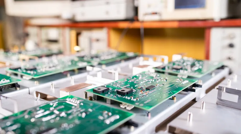 A production line for manufacturing flexible PCBs.