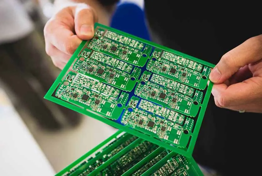 A close up of a company logo on a PCB product.
