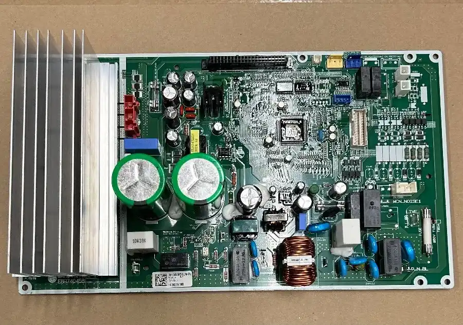 A warehouse shelf containing LG inverter PCB boards
