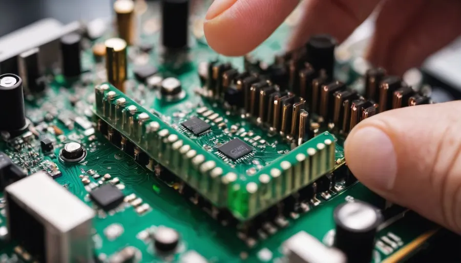 A damaged air conditioner PCB showing signs of wear or failure.