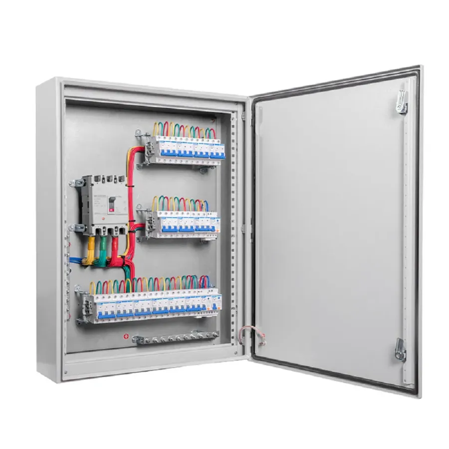 A side-by-side comparison of two electrical distribution boxes.