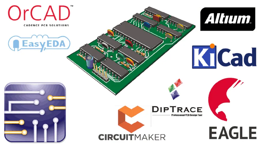 Collection of logos for various PCB design software.