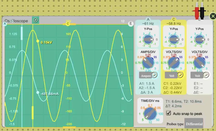 A screenshot of an online circuit simulator interface.