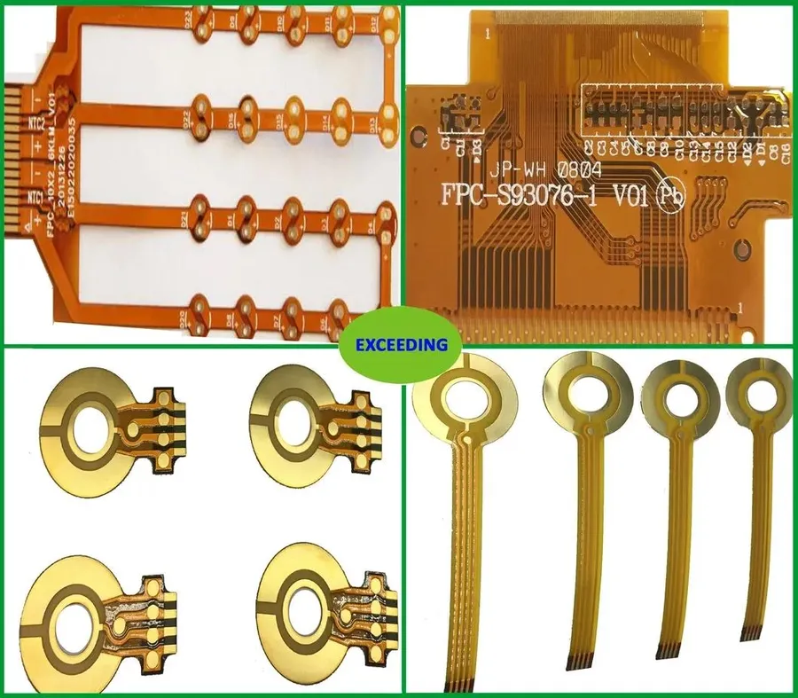A collection of various certifications logos printed on a flexible circuit board.