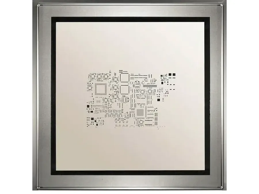 Laser cutting process on SMT stencil.