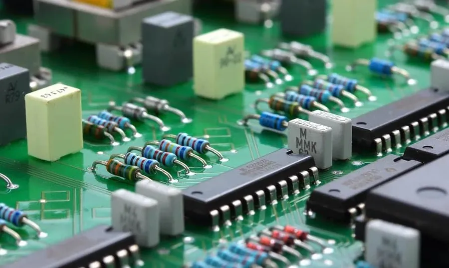 A view of a PCB assembly facility with various production equipment.