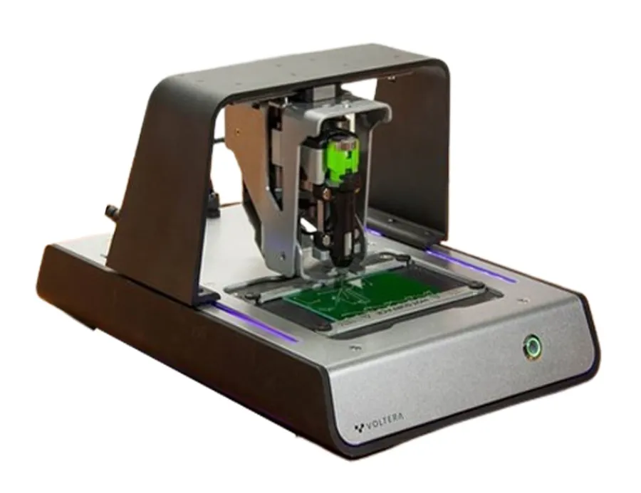 A finished PCB prototype produced by the Voltera V-One.