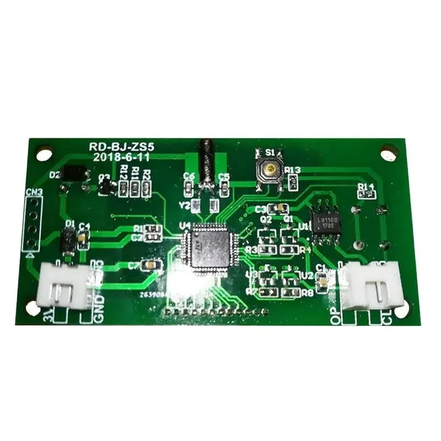 A damaged PCB from a water purifier with burnt components.