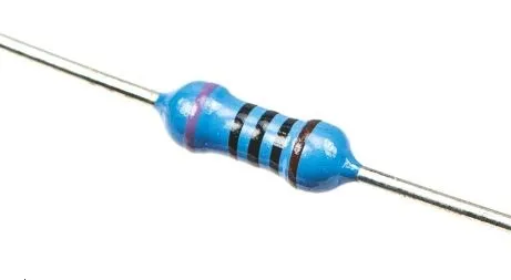 A close-up of a metal film resistor.