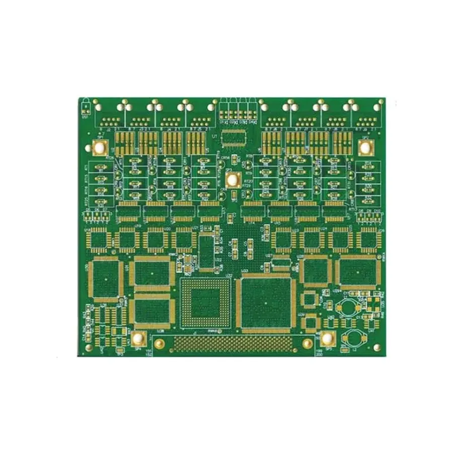 Cross-section view of a multilayer PCB.