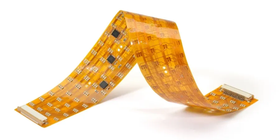 Several prototype flexible circuit boards.
