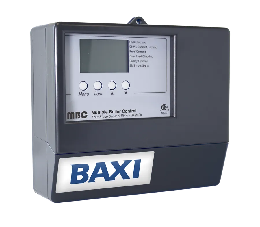 A label on a Baxi boiler showing model information.