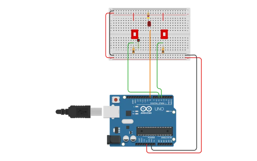 A screenshot of an online Arduino layout maker interface with a circuit diagram.