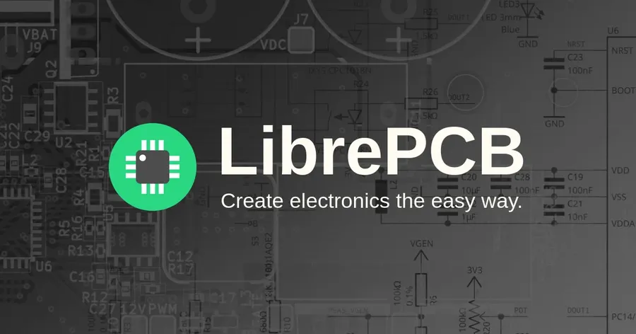 Screenshot of the LibrePCB software interface showing a PCB design layout.
