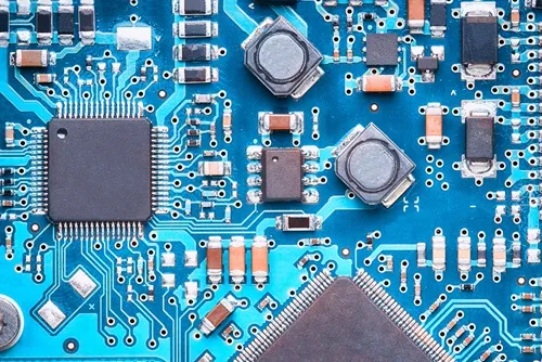 A PCB with various surface mount components soldered onto it.