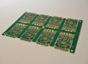 A PCB panelized for cost optimization during manufacturing.