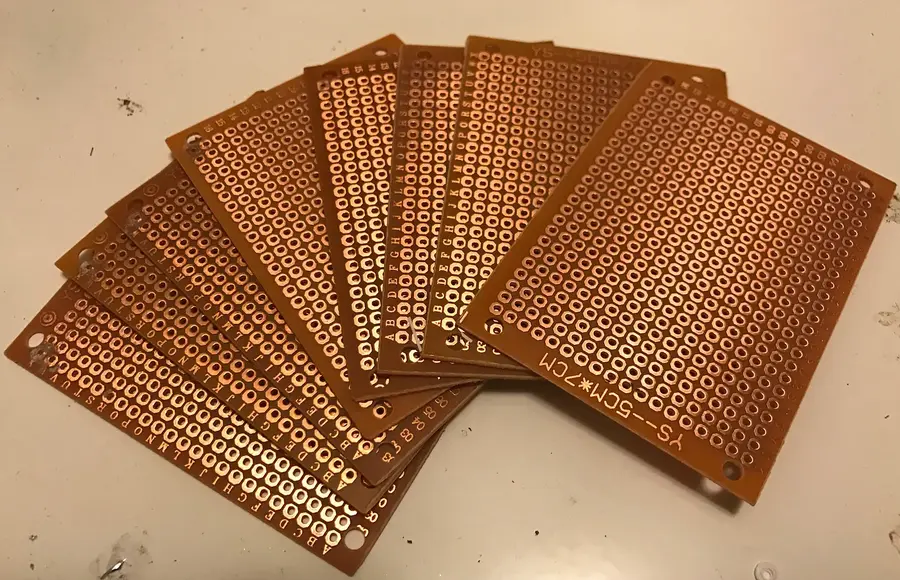 Close up of PCB prototype boards.