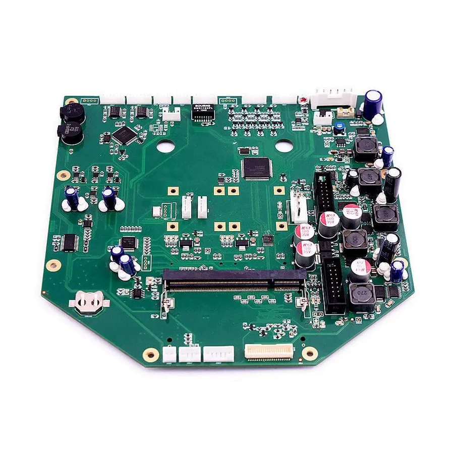 A workshop with various equipment used in PCB manufacturing.