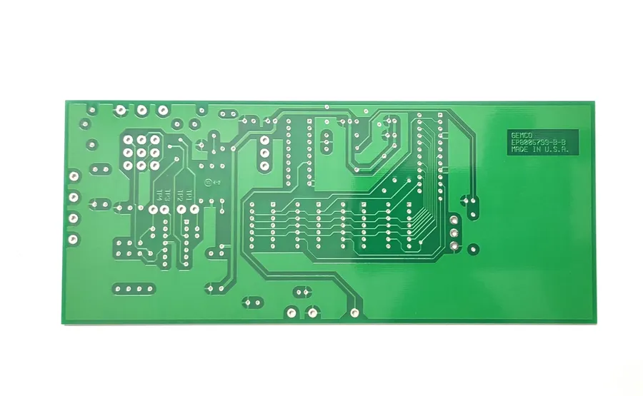 A double-layer PCB board, showing components and copper traces on both sides.