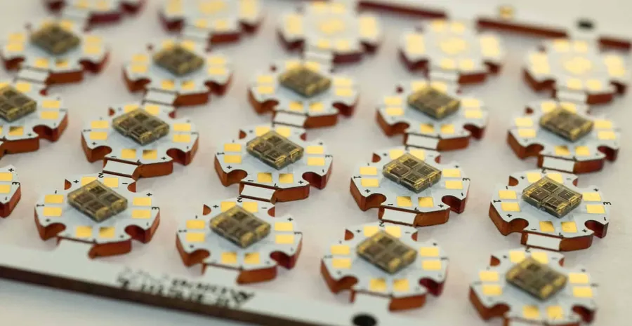 A custom-designed LED PCB.
