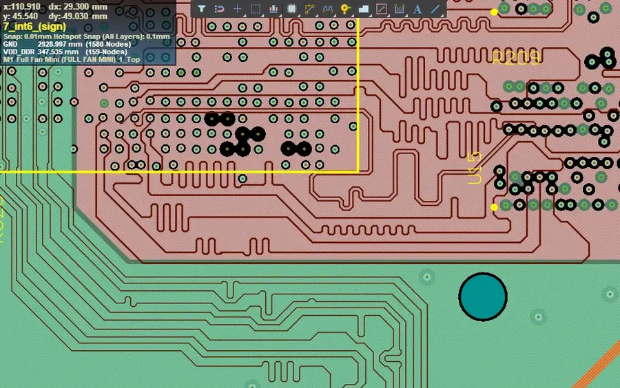 A complex high-speed PCB layout design detail