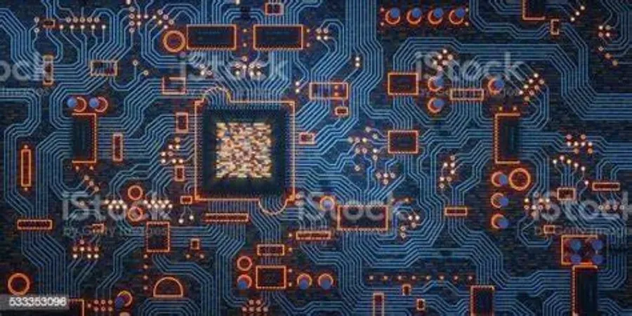 A very complex multilayer PCB with a high density of components and traces.