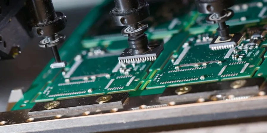 Two business people discussing PCB manufacturing.
