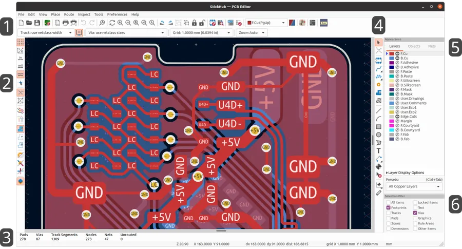 A close-up view of a software toolbar showing common PCB design tools.