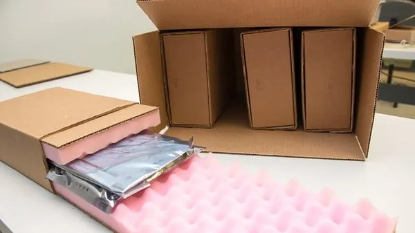 Packages of PCBs ready for shipping, illustrating logistics.