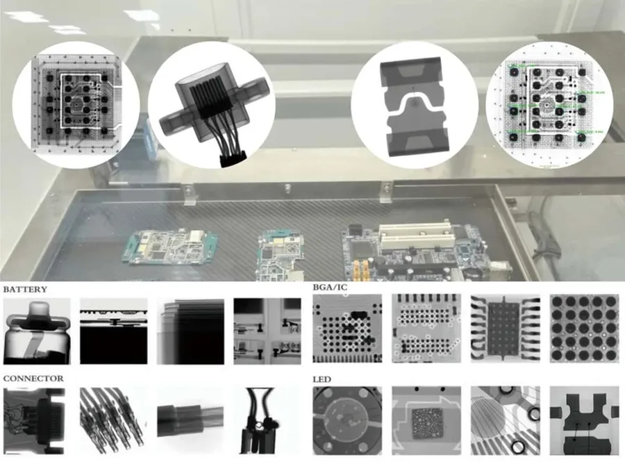 X-ray image of a assembled PCB.