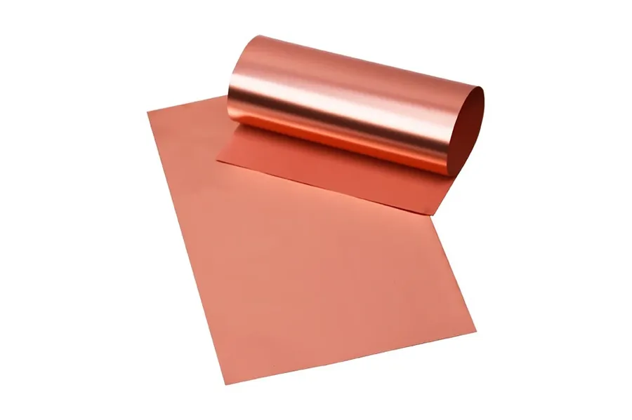 A close-up view of copper foil used in PCB manufacturing.
