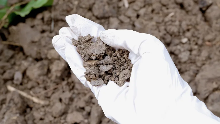 Image of soil contaminated with industrial waste.