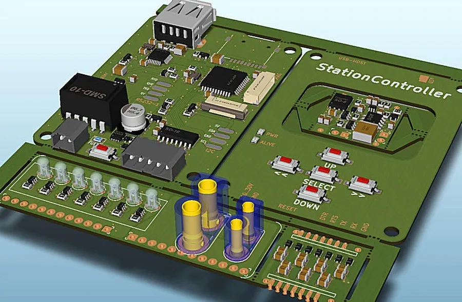 A view of KiCad component library with different components.