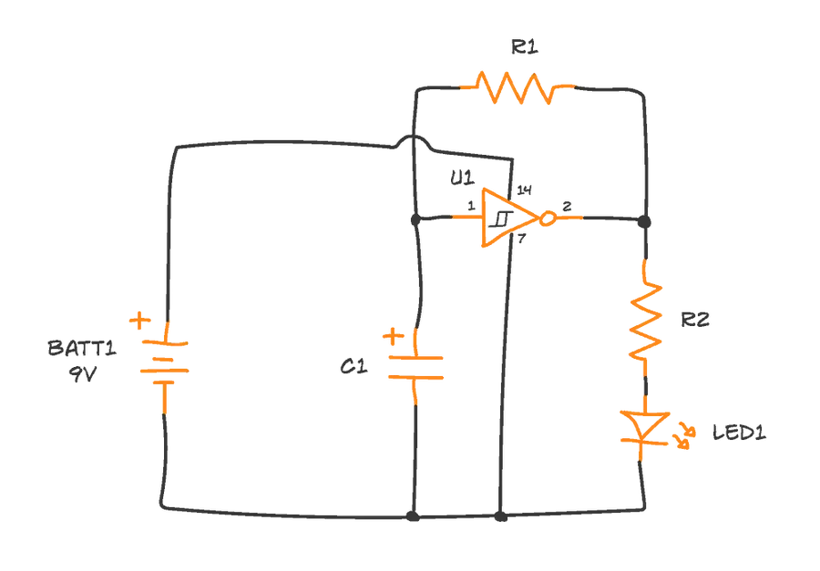 A complex circuit schematic diagram with various symbols and connections.