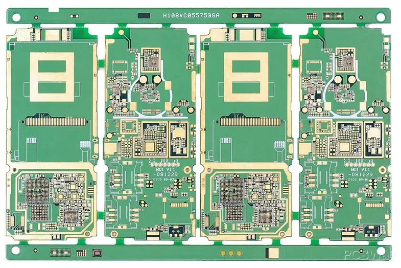A close-up of a high-frequency PCB.