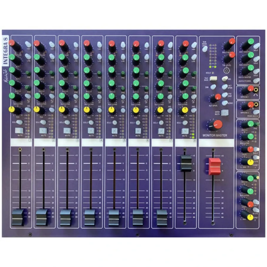 An audio attenuator on a mixing console.