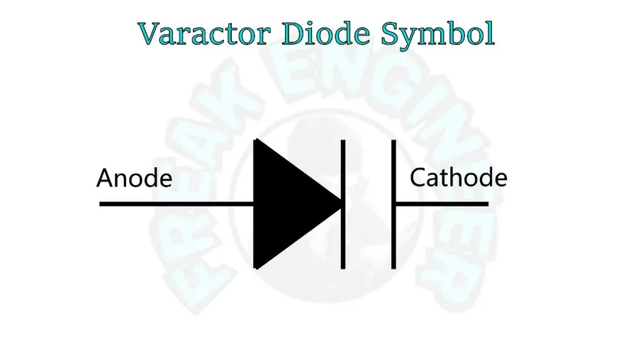 The schematic symbol of a varicap diode.