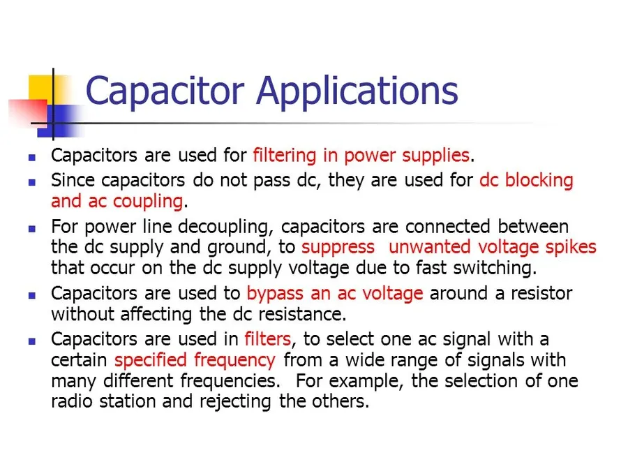 Electronic devices showcasing capacitors in use.