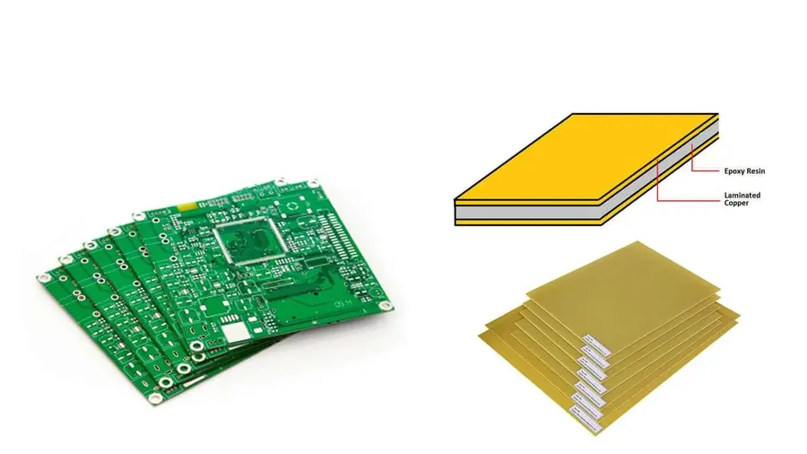 A variety of different PCB board types, showing different features.