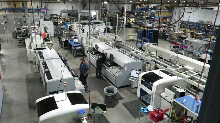 Exterior view of a PCB assembly factory in the USA.