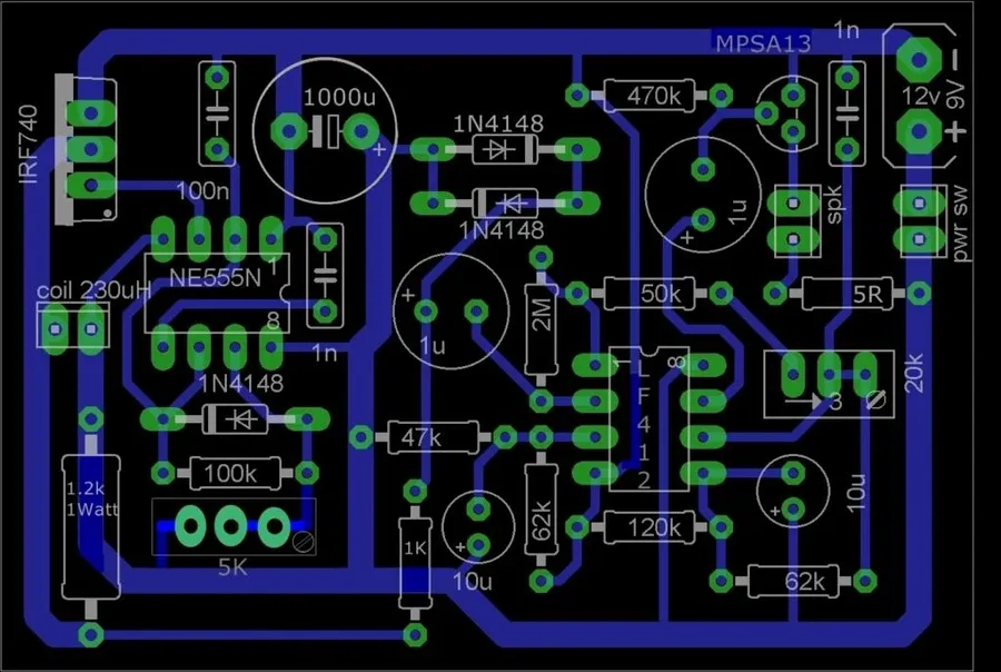 A PCB layout design diagram.