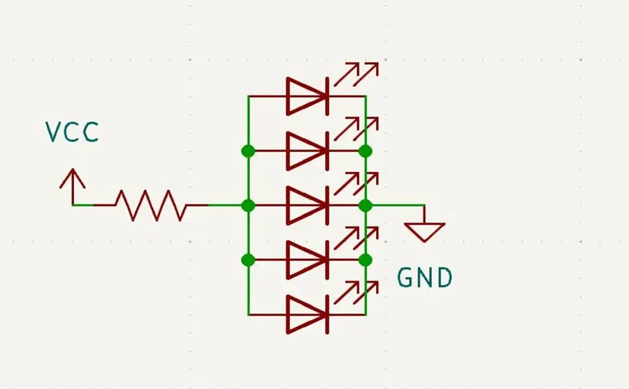 A detailed view of LED PCB circuit traces.