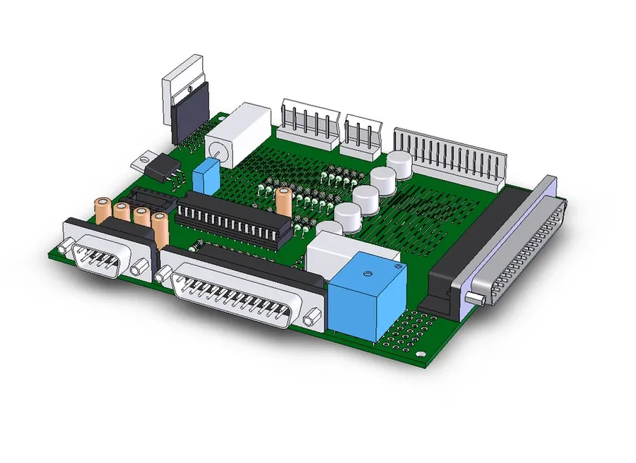 A 3D CAD model of a electronic component for PCB design.