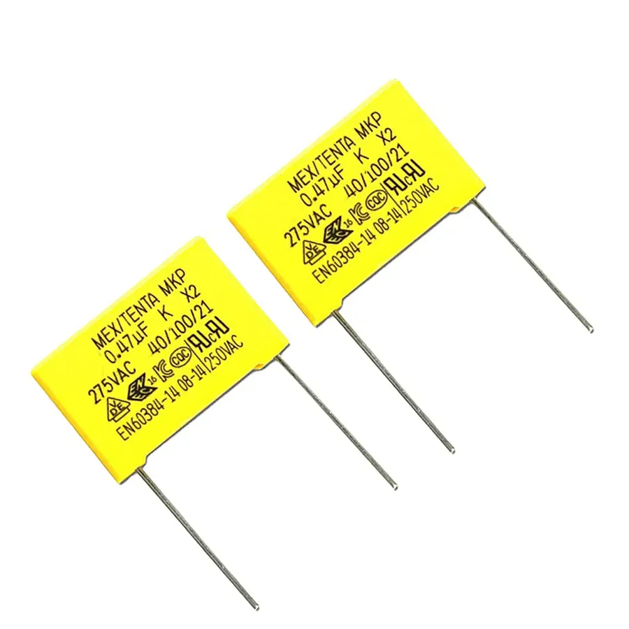 A 104 capacitor soldered on a circuit board.