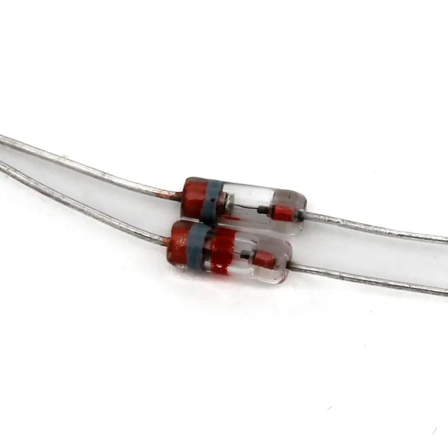 A close-up of a 1N34A germanium diode.
