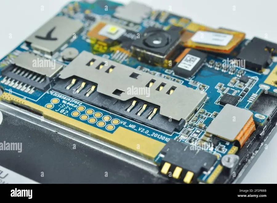 A motherboard of a smartphone.