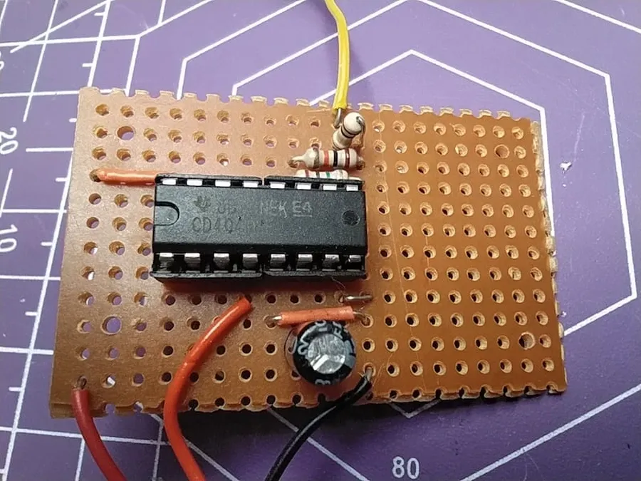 An advanced perfboard project with many components and connections.