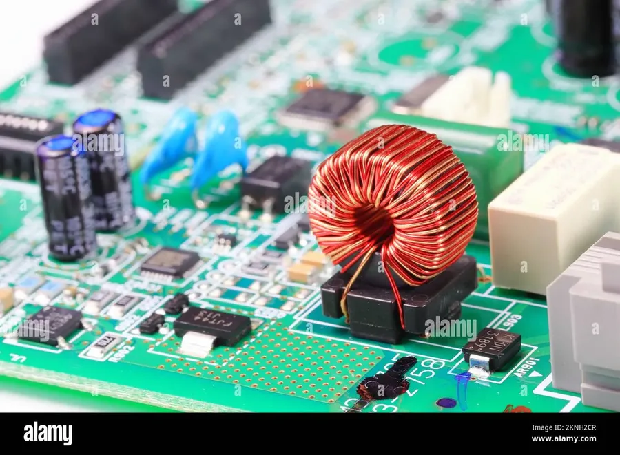 An internal circuit board within an electronic device.