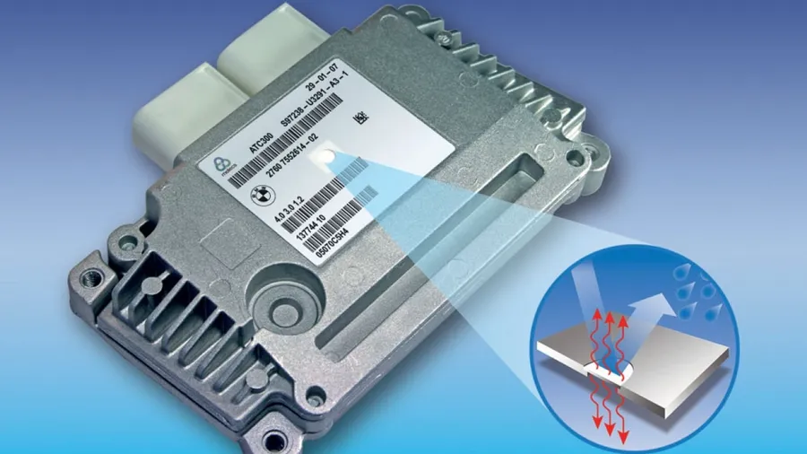A close-up of electronic component labels showing traceability information.